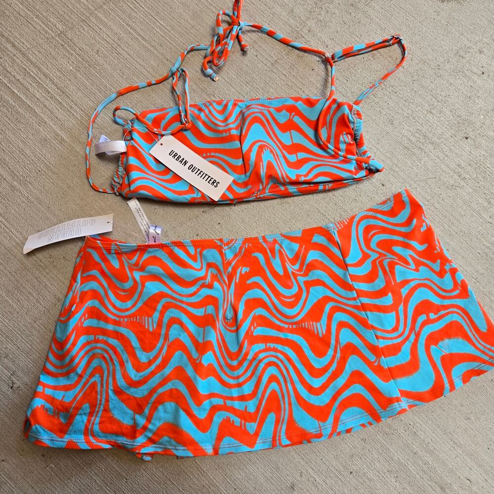 Urban Outfitters Swim Set Y2K Echo Mini Skirt Cover Up Bikini Top L NWT 90s - Picture 5 of 5